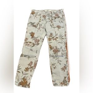 Anthropologie Women's Green Floral the Wanderer Crop Jeans Size 27P